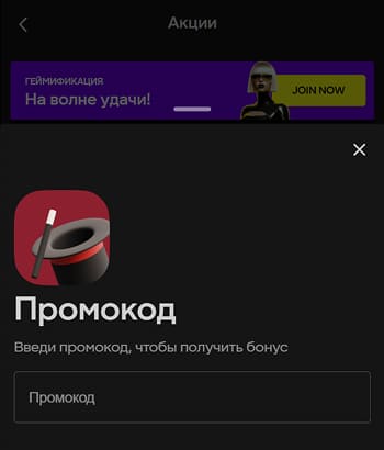Форма ввода промокода при создании аккаунта Ввод промокода при регистрации